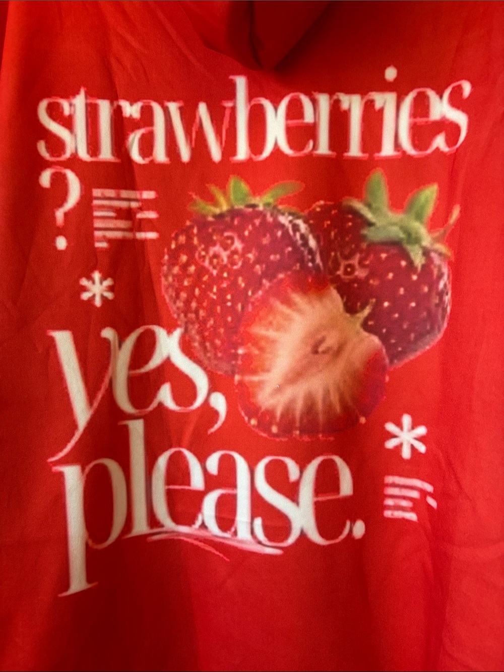 STRAWBERRY Red Hoodie with White Drawstrings, men or women 🍓🍓🍓🍓🍓🍓🍓🍓🍓🍓🍓🍓🍓🍓